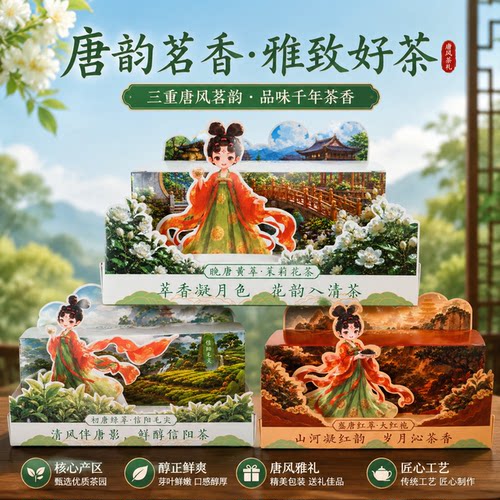 唐宫夜宴x臻德彩联名 大红袍信阳毛尖茉莉花茶冷萃茶精致礼盒