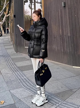 显瘦羽绒服冬季2024抽绳收腰短款小个子外套洋气质女高端嘉兴平湖