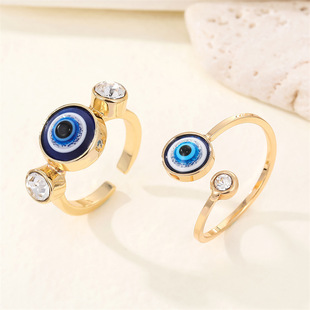 Zircon Round Evil Eye Finger Rings For Women Men Punk Bling