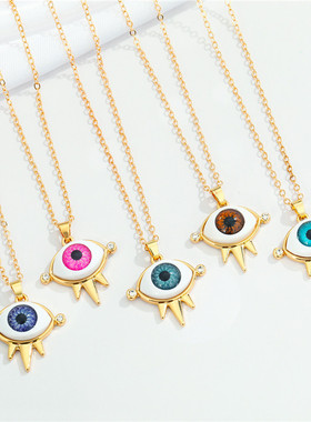 1Pcs Shiny Resin Evil Eye Necklace For Women Gift Jewelry