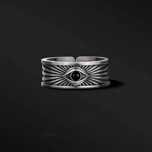 Retro Antique Eye of Providence Ring For Men Silver Color
