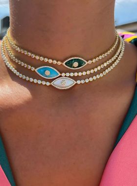 Stainless Steel Devil's Eye Necklace for Women Vintage