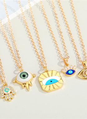 1Pcs Zircon Hamsa Hand Evil Eye Necklace For Women Gift