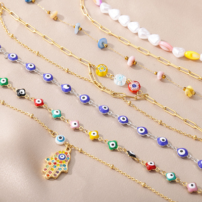Turkey Evil Eye Bead Crystal Palm Anklet For Women Boho