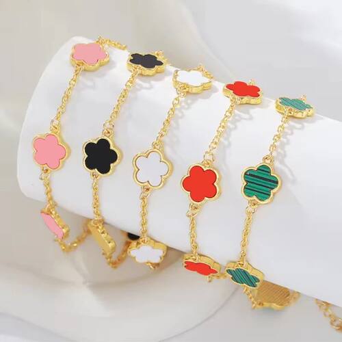 1 PCs Adjustable  Stainless Steel Plant Flower Bracelet