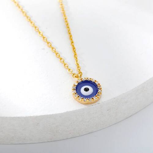 Blue Evil Eye Charms Necklace For Women Stainless Steel