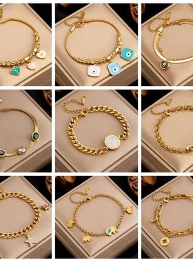 New316L Stainless Steel Heart Star Eye Zircon Charm Bracelet