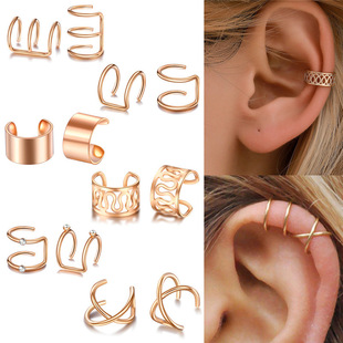 Ear Cuff Gold Leaves Non-Piercing Ear Clips Fake Cartilage