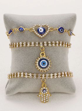 Turkish Evil Eye Bracelet For Women Double Layer Shiny
