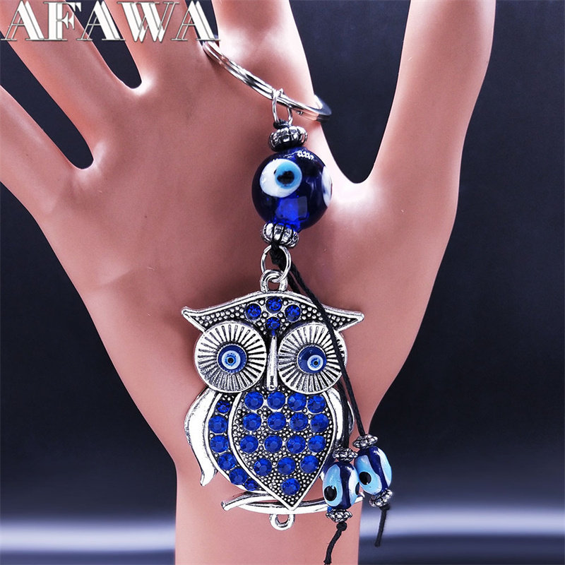 Animal Owl Lucky Blue Eye Key Chain for Women Men Turkish