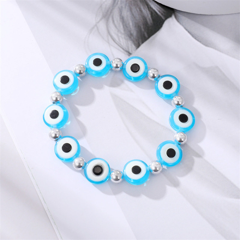 Colorful Round Eye Lucky Bracelets Elastic Adjustable 4
