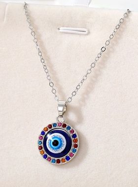 1PC Color Turkish Crystal Evil Eyes Pendant Necklace For