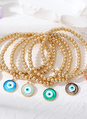 Turkish Evil Eye Charm Beads Bracelet For Women Boho Color