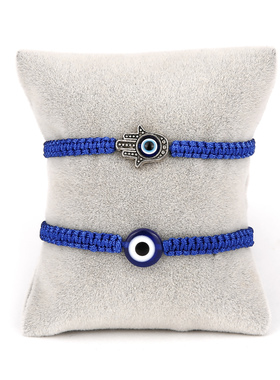 Palm Blue Evil Eye Braided Bracelet For Women Fashion Lucky
