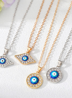 2023 New Trend Evil Eye Rhinestones Pendant Necklace for