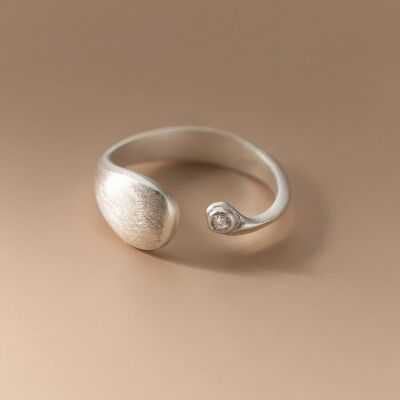 Sterling Silver Matte Finish Geometry Adjustable Rings For
