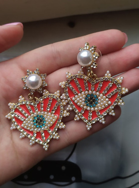 Evil Eye Hoop Earring For Women Love Heart Shape Drop