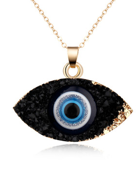 Dayoff European Simple Evil Eye Pendant Necklace Women