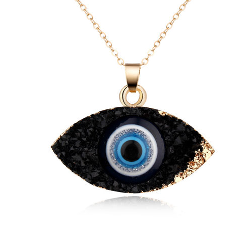 Dayoff European Simple Evil Eye Pendant Necklace Women