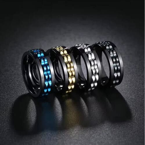 2026 Punk Gear Rotating Anxiety Fidget Ring Stainless Steel