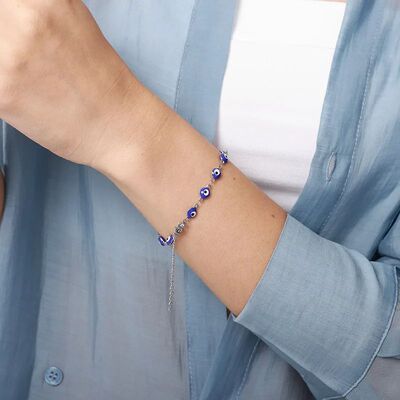 Turkey Evil Eye Bead Bracelet For Women Stainless Steel
