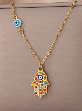 2024 Evil Eye Pendant Necklace For Women Stainless Steel