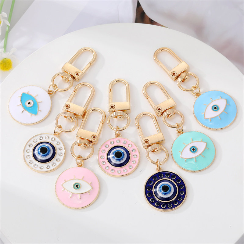 1Pcs Round Evil Eye Keychain Key Ring For Friends Couples