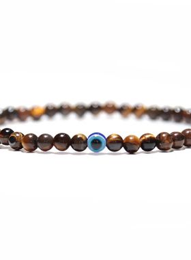 6mm Natural Tiger Eye Beaded Bracelet For Men Women Turkish