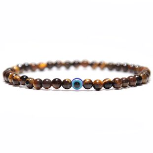 6mm Natural Tiger Eye Beaded Bracelet For Men Women Turkish