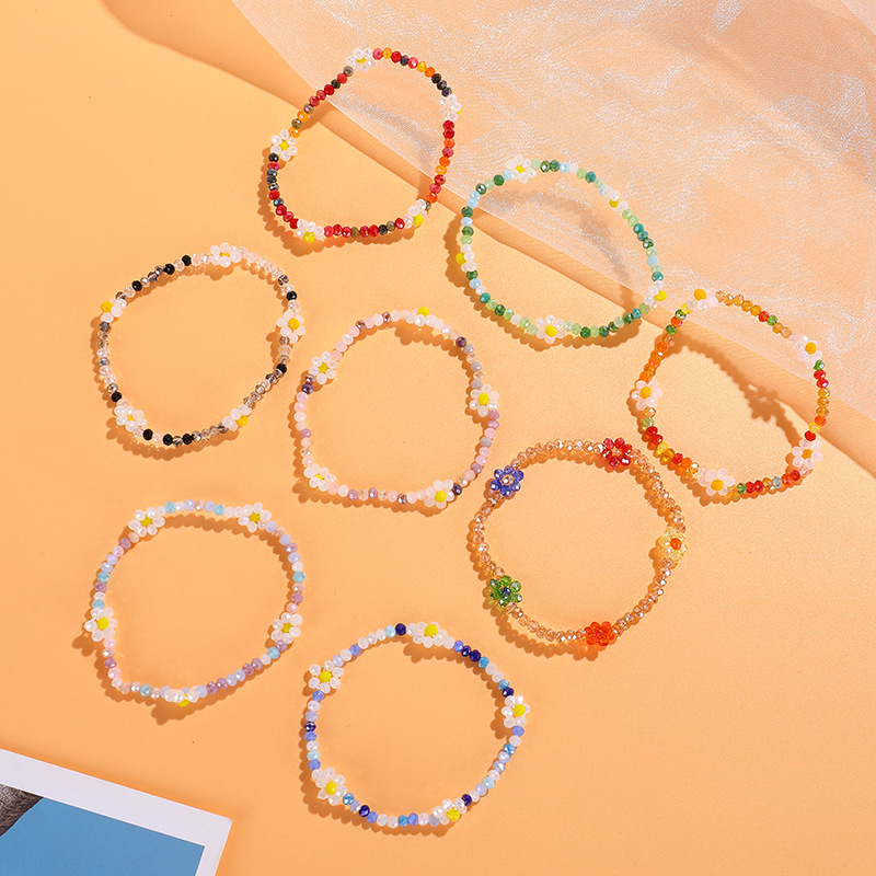 Korea Cute Colorful Crystal Beads Flower Bracelet for Women