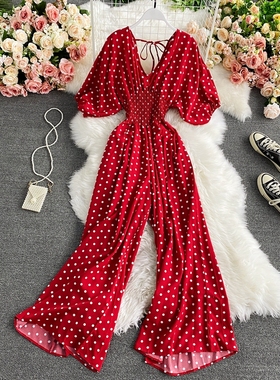 High Waist Jumpsuit Female Loose Wide Leg Playsuits Fashion