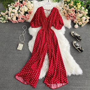 Female Loose Wide High Playsuits Jumpsuit Leg Fashion Waist