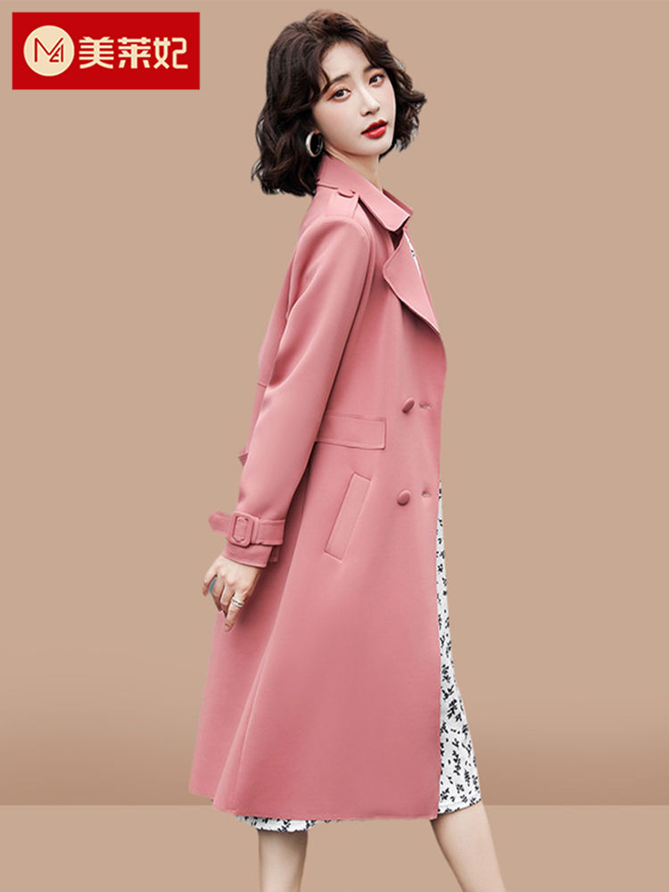 今年流行新款风衣2021秋款中长款精品女装气质女神范粉色外套大衣