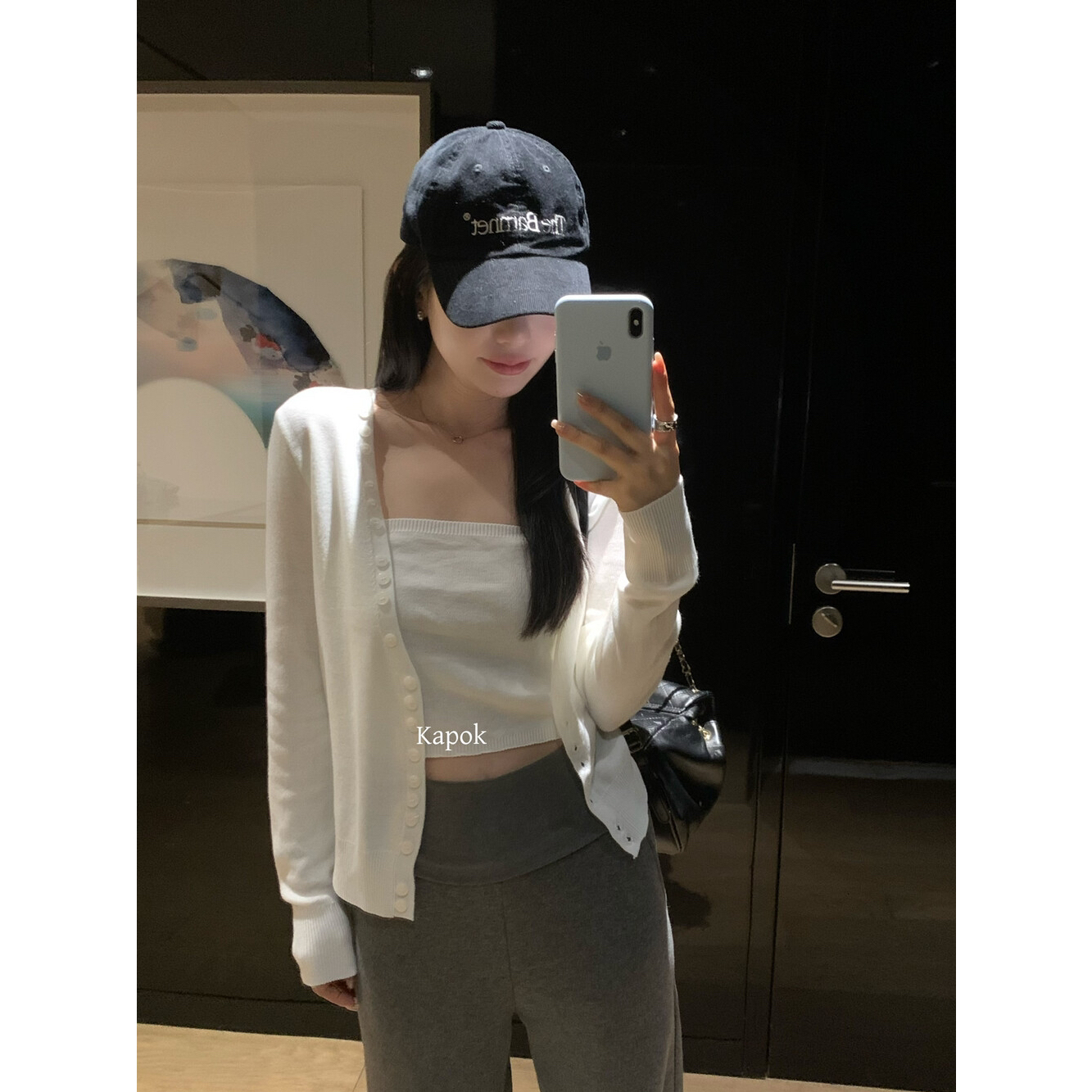 KAPOK-高级感老钱风V领针织开衫+纯色抹胸套装套装Ys1-258389