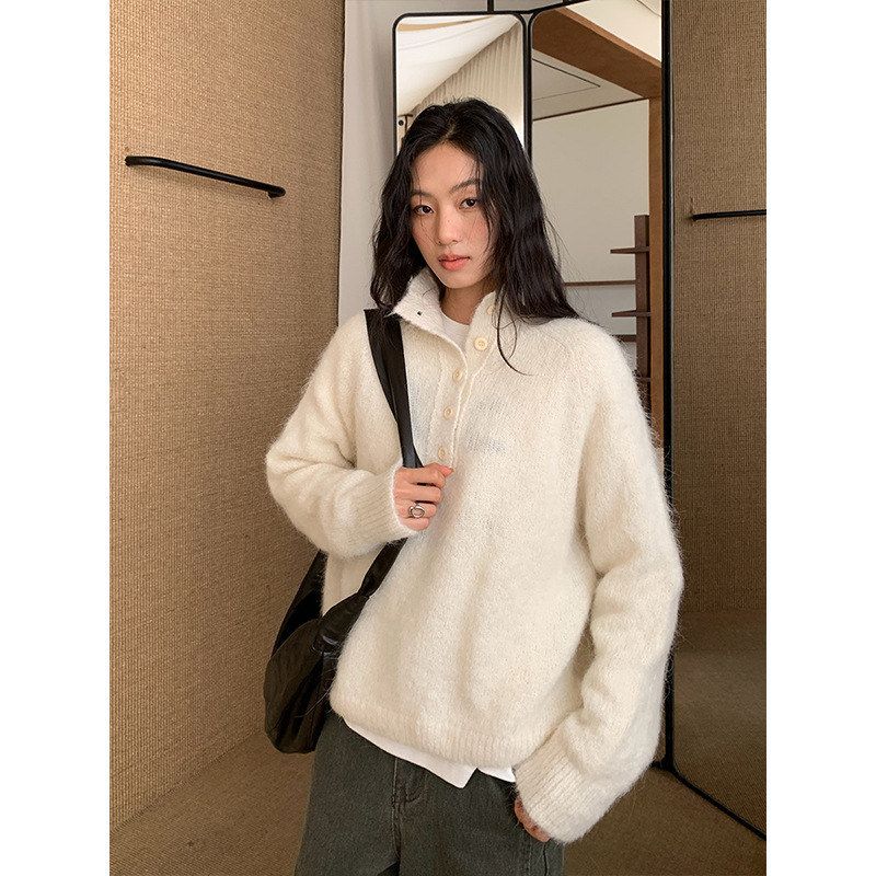 THE MIND羊驼毛高领毛衣2025冬季新款韩版宽松套头针织衫女T5650