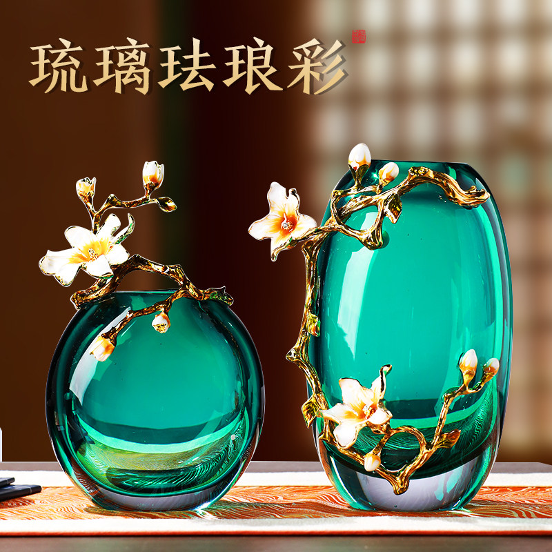 轻奢高级琉璃花瓶摆件艺术玻璃客厅工艺装饰品珐琅彩高档乔迁礼物