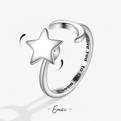 Anti Stress Anxiety Ring Women Sliver Color Open Adjustable