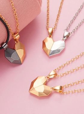 2Pcs Magnetic Heart Couple Necklace For Women Valentine's