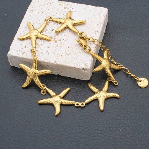 New Gold Color Stainless Steel Starfish Bracelet for Women