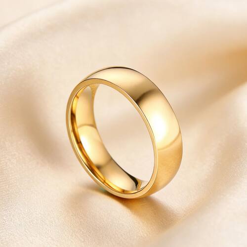 Gold Color Wedding Band Engagement Stainless steel Ring