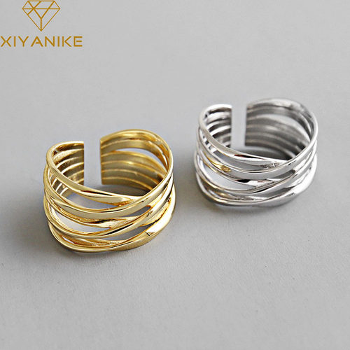 2023 New Silver Color  Rings Creative Multilayer Winding