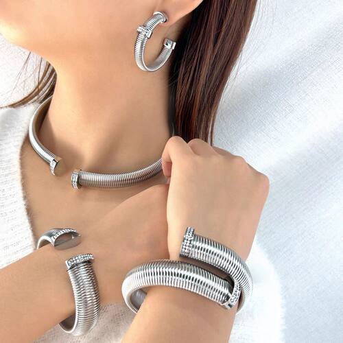 High Quality Cross Cuff Stainless Steel Jewelry Set
