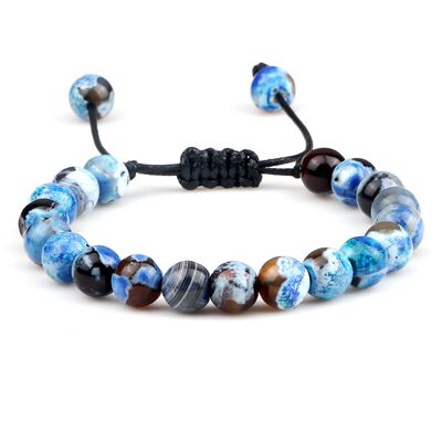 8mm Men Women Fire Agates Onyx Beads Bracelet Bangles