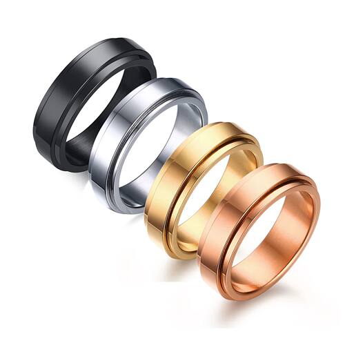 Stainless Steel Spinner Fidget Ring for Men Women Anxiety
