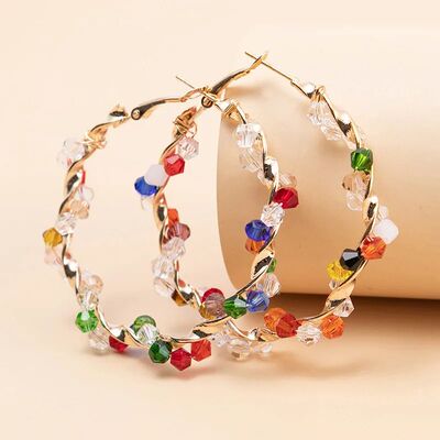 Random Colorful Crystal Hoop Earrings for Women New Fashion