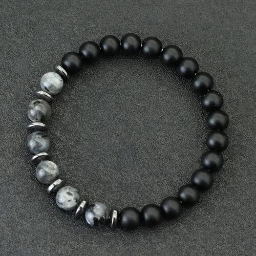 Fashion Beaded Bracelet For Men Black Frosted Stone Chakra