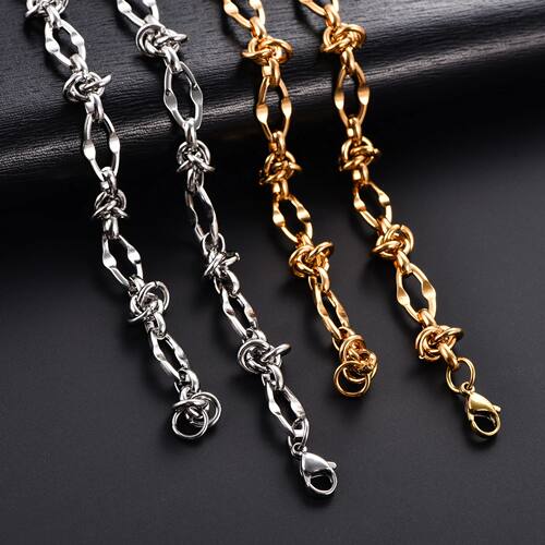 8mm Chic Stainless Steel Chunky Necklace Link Lip Knot