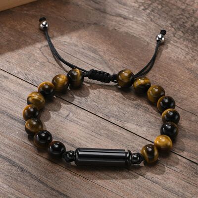 Cremation Man Bracelets  Adjustable Tiger Eye Beads Chain