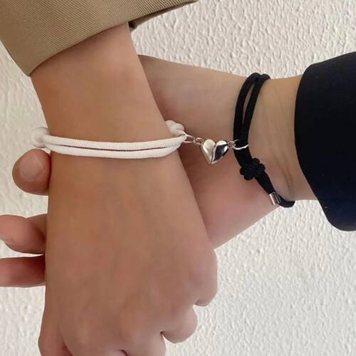 2 Pieces Set Black White Hand Rope Love Magnetic Couple