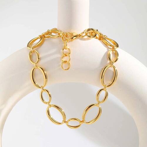 Chunky Stainless Steel Link Necklace For Women, Gold Plated